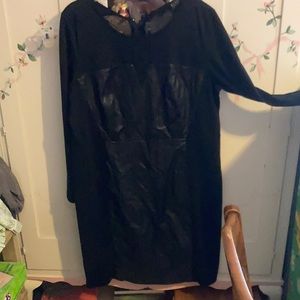 Black Faux Leather Party Dress